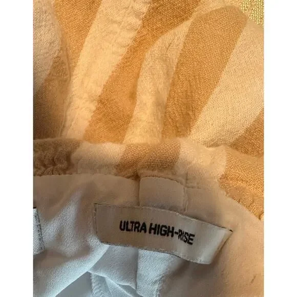 Hollister Ultra High Rise Size Small Paper Bag Skirt Beige White Stripe Lined - Picture 6 of 10